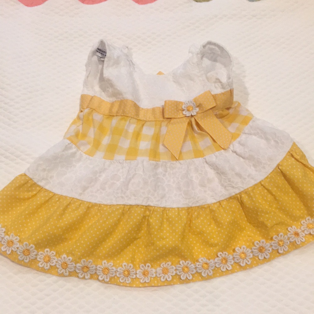 Blueberi Boulevard Baby sleeveless party daisy polka dot dress 2pc size 6-9M